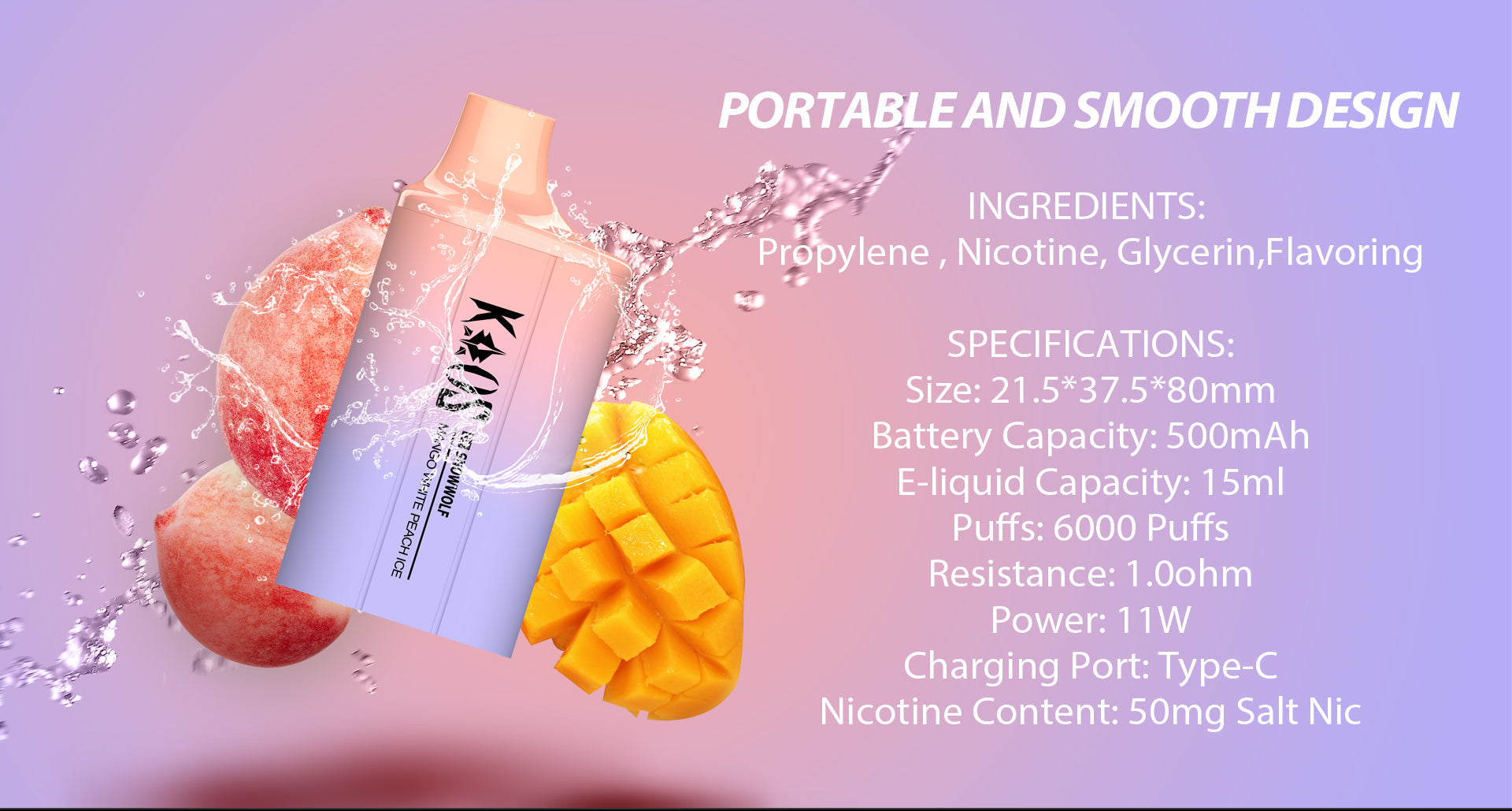 Snowwolf Kaos 6000 Puffs Peach Mango