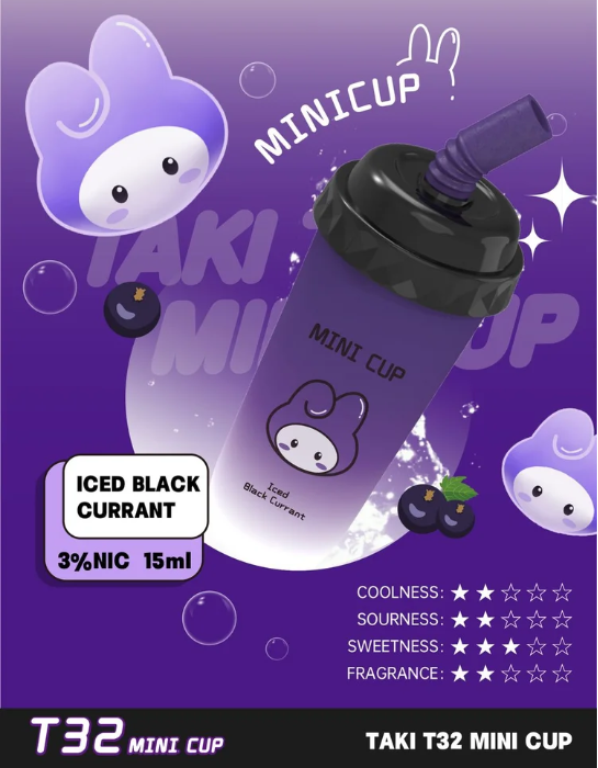 Veex Taki T32 Mini Cup Disposable Iced Black Currant