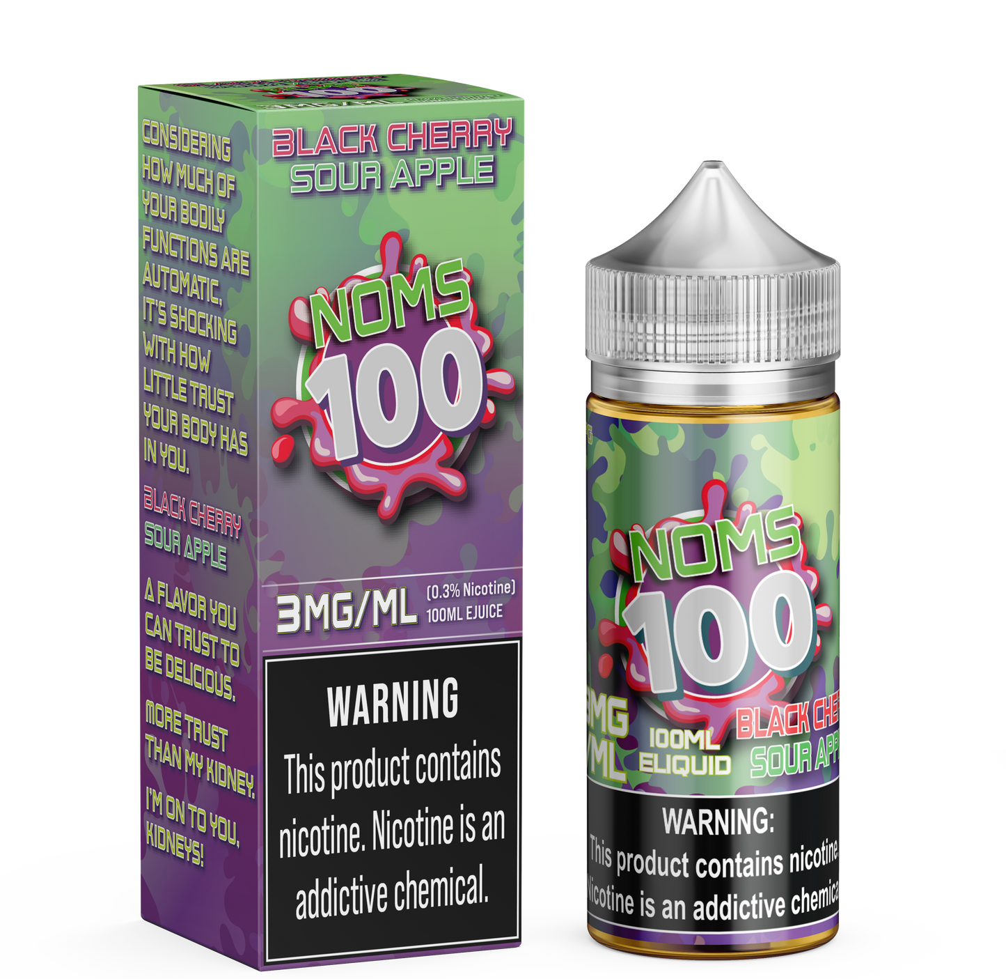 Best Deal Noms 100 Vape Juice 100mL - Black Cherry Sour Apple