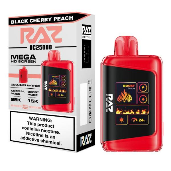 Best Deal RAZ DC25K 25,000 Puffs Rechargeable Vape 16mL Black Cherry Peach