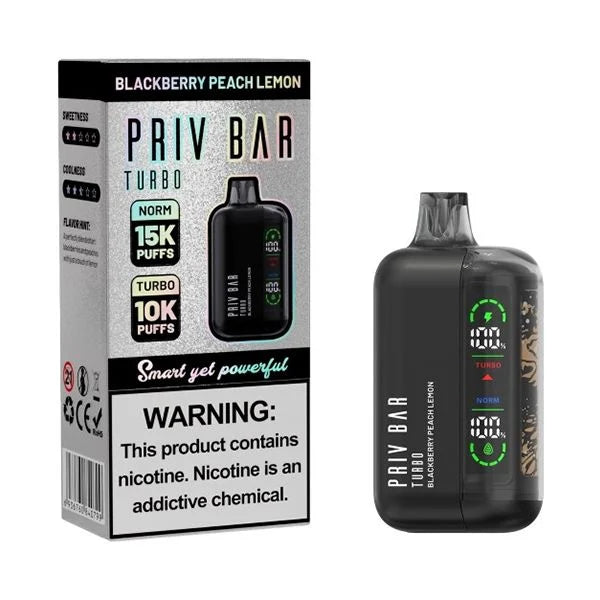 Best Deal SMOK Priv Bar Turbo 15000 Puffs Disposable Vape 16mL  Black Peach Lemon