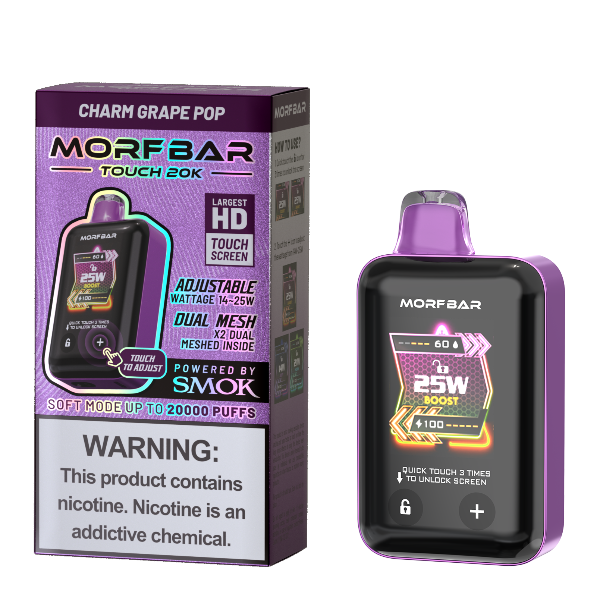 Best Deal Morfbar Touch 20000 Puffs Disposable Vape 18mL Charm Grape Pop