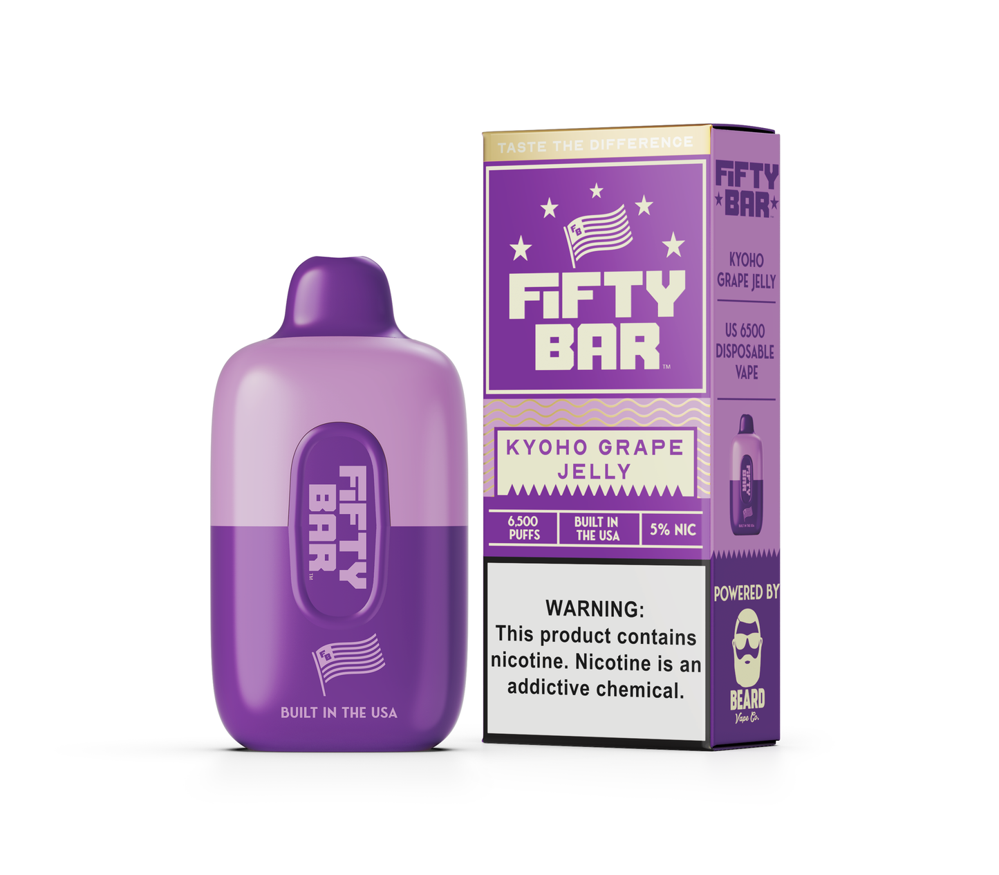 Fifty Bar 6500 Puff Rechargeable Vape Disposable 16mL Best Flavor Kyoho Grape Jelly