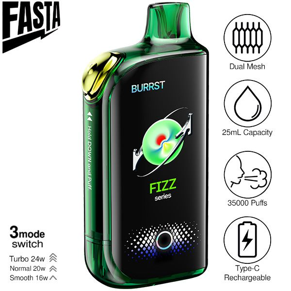 Best Deal Fasta Burrst 35,000 Puffs Disposable Vape 25mL 5 Pack - Lime Sparkle Soda