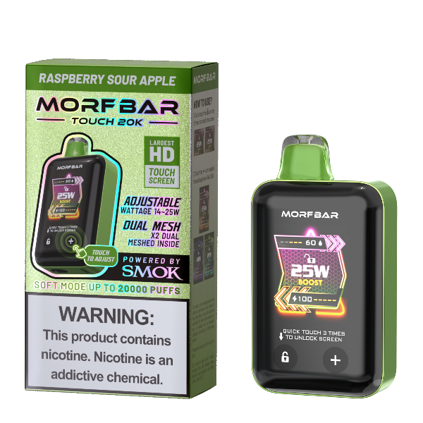Best Deal Morfbar Touch 20000 Puffs Disposable Vape 18mL Raspberry Sour Apple