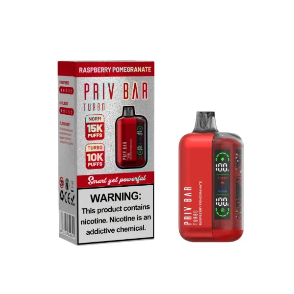 Best Deal SMOK Priv Bar Turbo 15000 Puffs Disposable Vape 16mL  Raspberry Pomegranate