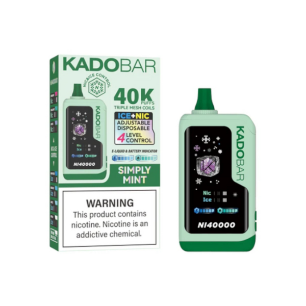 Best Deal KadoBar NI40000 Ice + Nicotine Control Disposable Vape 24mL 5 Pack - Simple Mint