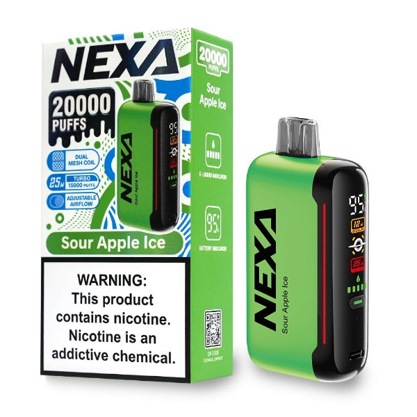 Best Deal NEXA N20000 Rechargeable Disposable 20mL Sour Apple Ice