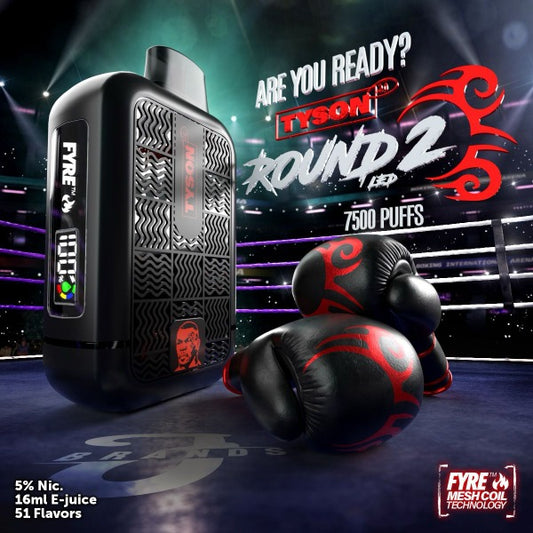 Best Deal Tyson 2.0 - Round 2 R2 Heavy Weight 7500 Puffs Rechargeable Vape with Display 16mL