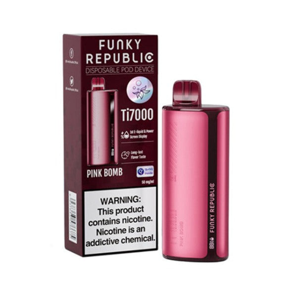 Best Deal Funky Republic Ti7000 Recharge Vape 12.8mL Pink Bomb