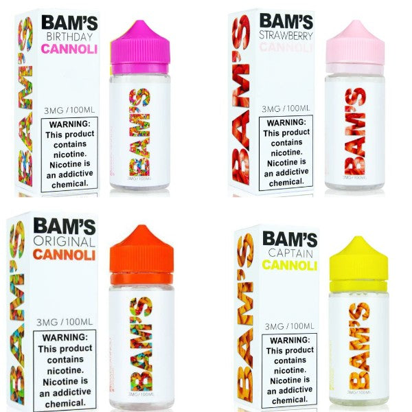 Bam Bam's Cannoli 100mL Vape Juice Best Flavors Birthday Cannoli Captain Cannoli Original Cannoli Strawberry Cannoli