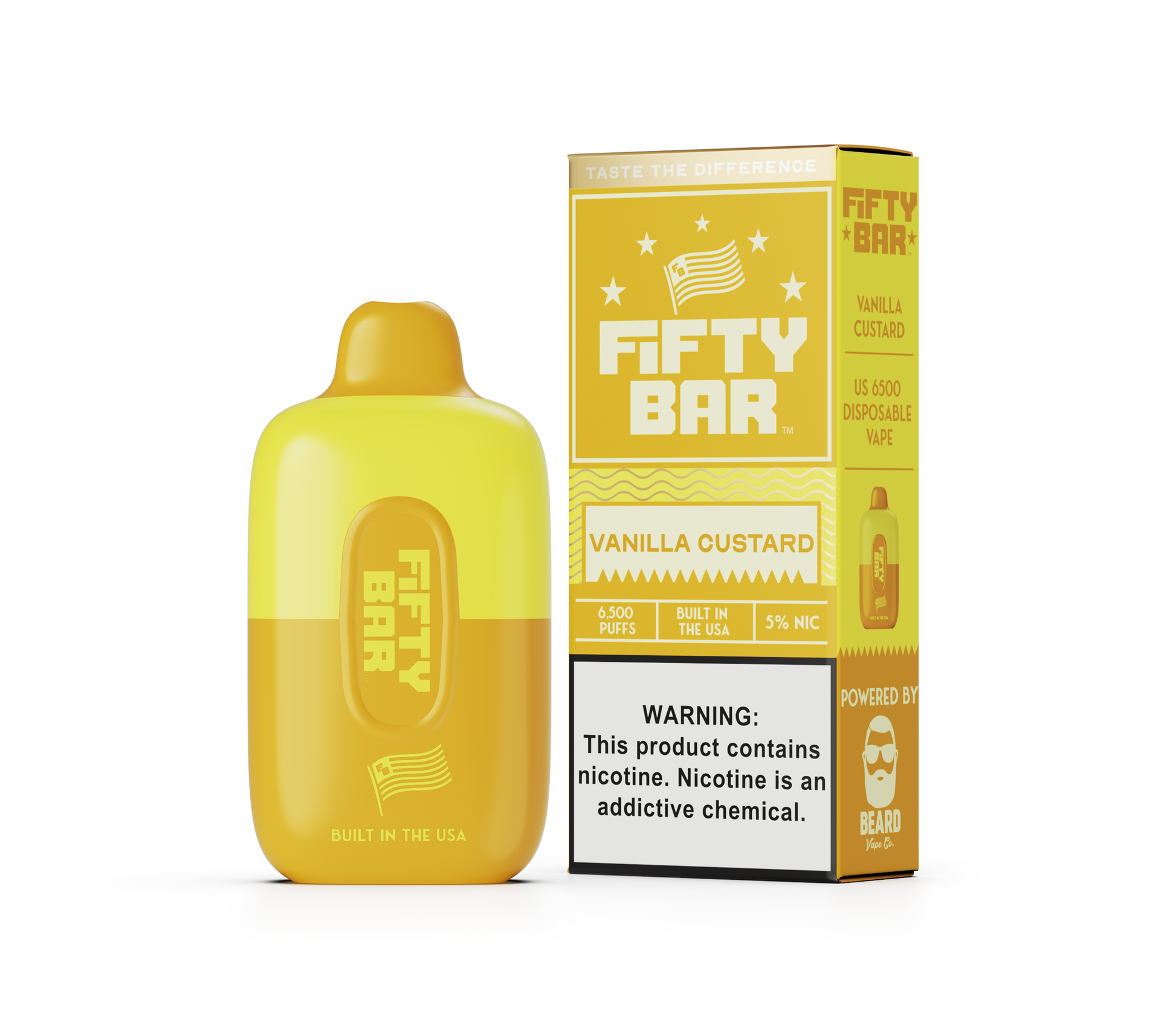 Fifty Bar 6500 Puff Rechargeable Vape Disposable 16mL Best Flavor Vanilla Custard