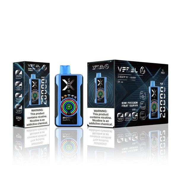 Best Deal VFEEL Pi 20000 Puff Vape 5 Pack 25mL Kiwi Passion Fruit Guava