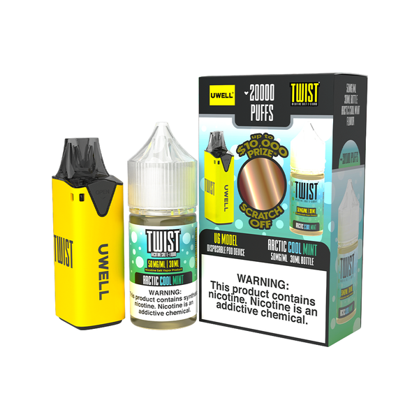 Uwell V6 Pod Kit + Twist Salts 30mL Bundle Yellow/Arctic Cool Mint 50mg