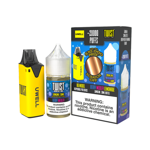 Uwell V6 Pod Kit + Twist Salts 30mL Bundle Yellow/Berry Medley Lemonade 50mg