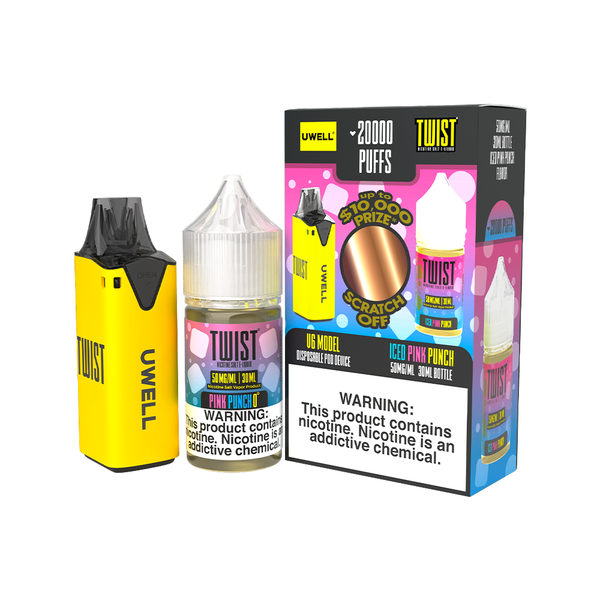 Uwell V6 Pod Kit + Twist Salts 30mL Bundlen Yellow/Iced Pink Punch 50 mg