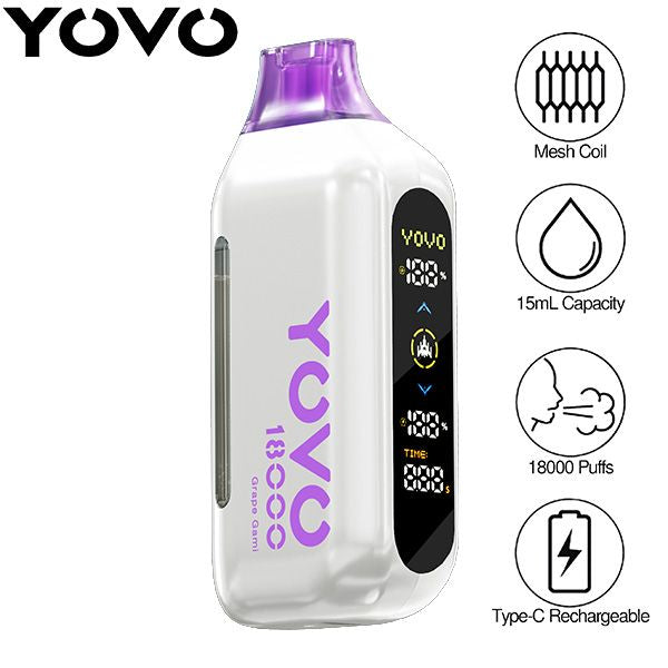 Yovo Ultra 18000 Puffs Disposable Best Flavor Grape Gami