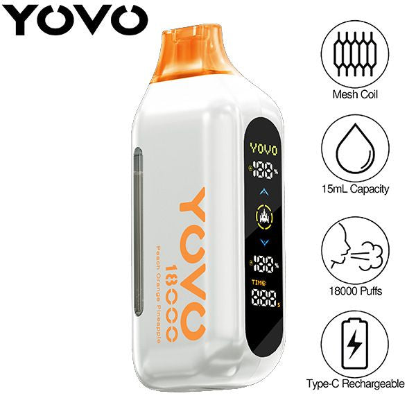 Yovo Ultra 18000 Puffs Disposable Best Flavor Peach Orange Pineapple