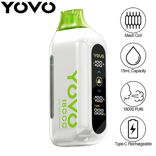 Yovo Ultra 18000 Puffs Disposable Best Flavor Sour Apple Rainbow