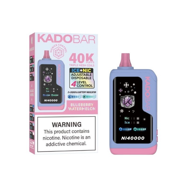 Best Deal KadoBar NI40000 Ice + Nicotine Control Disposable Vape 24mL 5 Pack - Blueberry Watermelon