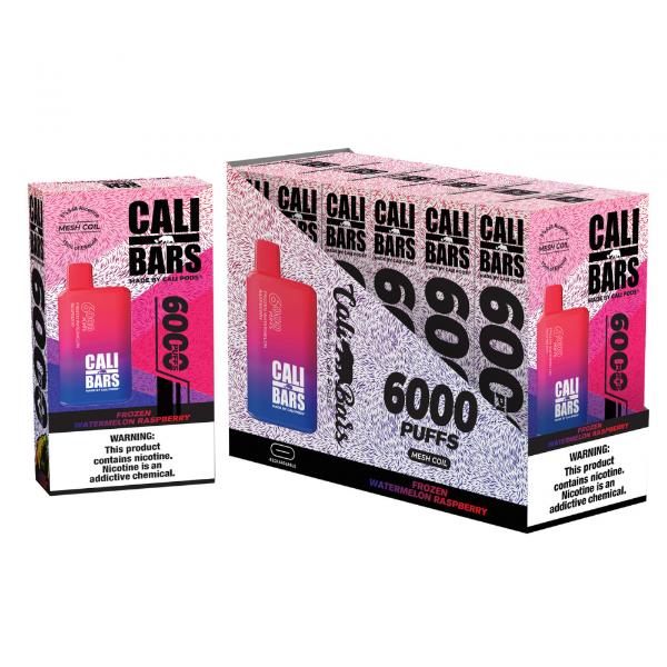 Cali Bars V2 6000 Puffs Disposable Vape 6-Pack Best Flavor Frozen Watermelon Raspberry