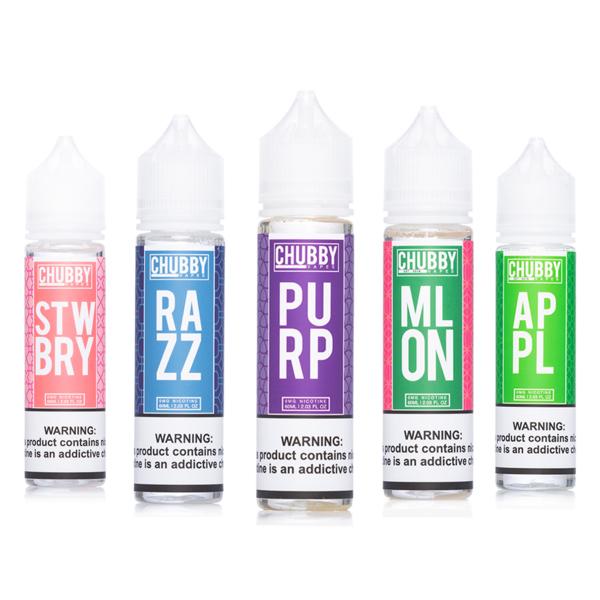 Chubby Vapes E-liquid 60mL Vape Juice Best Flavors Stwbry Razz Purp Mlon Appl