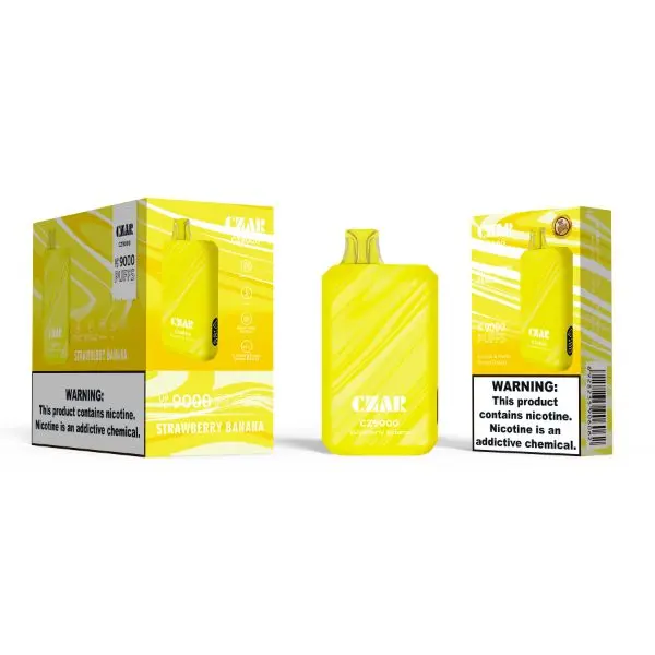 Best Deal Czar CZ9000 9000 Puffs Disposable Vape 17mL 5 Pack Strawberry Banana