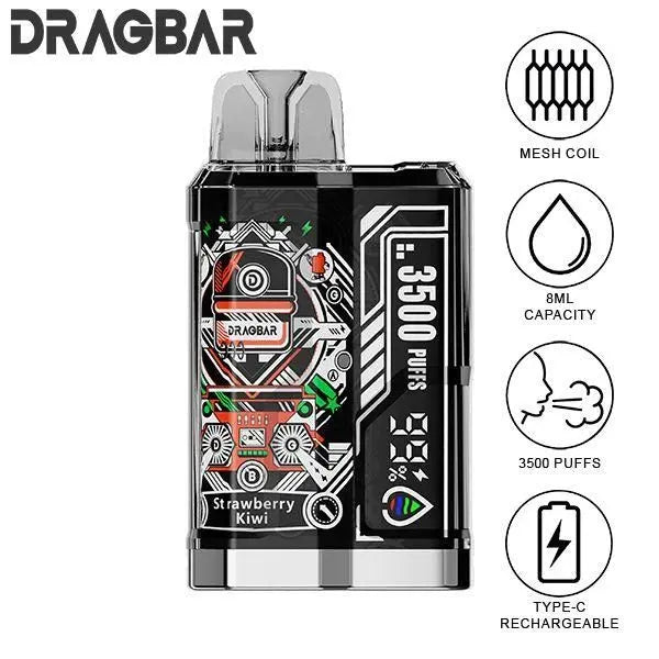 Best Deal Zovoo DragBar B3500 Puffs Disposable Vape 8mL Strawberry Kiwi