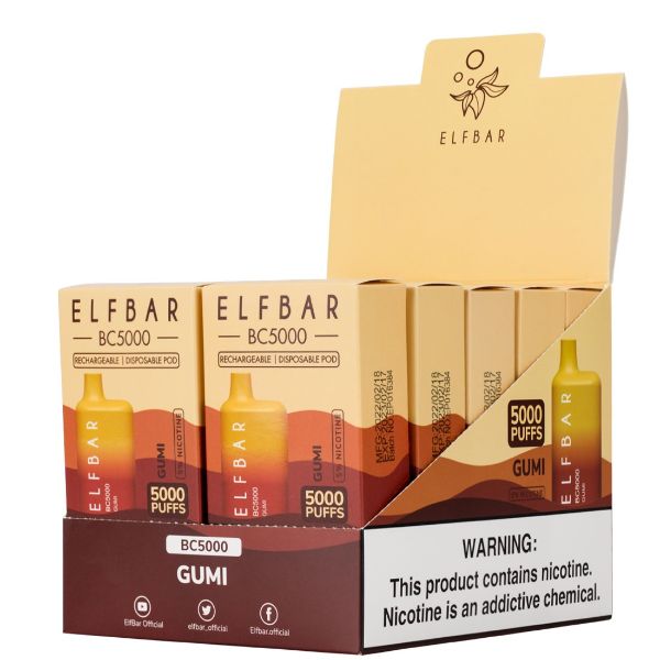 Elf Bar BC5000 5000 Puffs Rechargeable Vape Disposable 10mL 10 Pack  Best Flavor Gumi