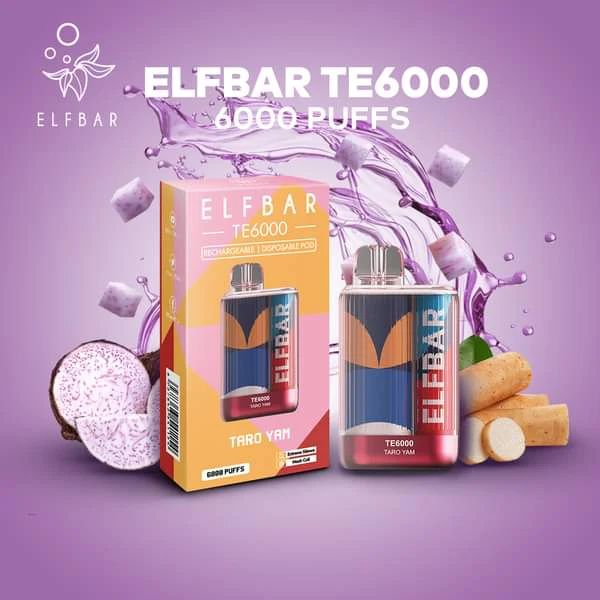 ElfBar TE6000 6000 Puffs Rechargeable Vape Disposable 12mL Best Flavor Taro Yam