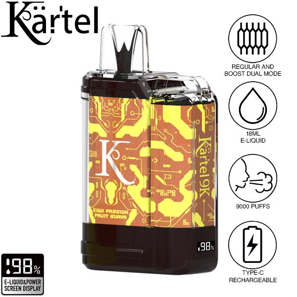 Kartel 9k by Vapmod 9000 Puffs 18mL Disposable Vape Best Flavor  Kiwi Passion Fruit Guava