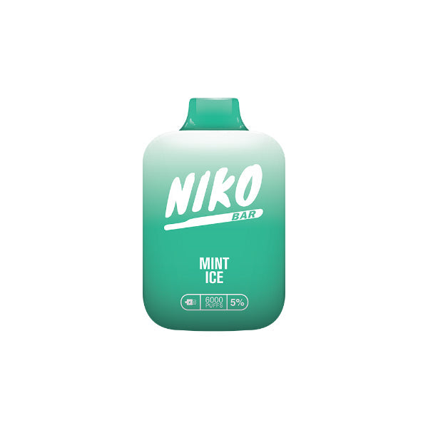 Niko Bar 6000 Puffs Rechargeable Vape Disposable 13mL Best Flavor Mint Ice