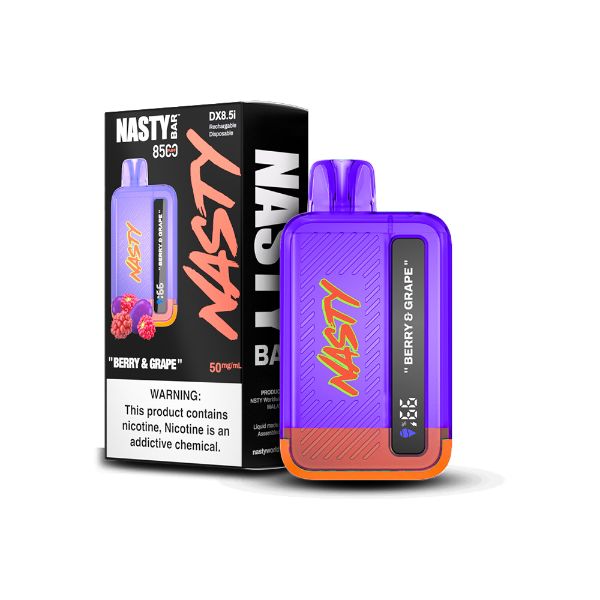 Nasty Bar by Nasty Juice 8500 Puffs Disposable Vape 17mL Best Flavor Berry & Grape