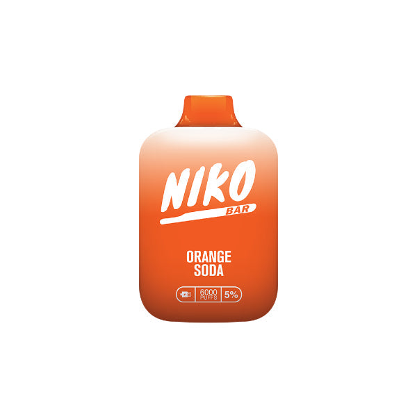 Niko Bar 6000 Puffs Rechargeable Vape Disposable 13mL Best Flavor Orange Soda