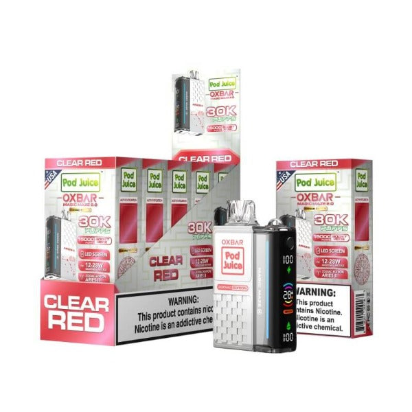 Best Deal OXBAR x Pod Juice Magic Maze 2.0 30k Puffs Rechargeable Disposable 13mL Clear Red (Aries)