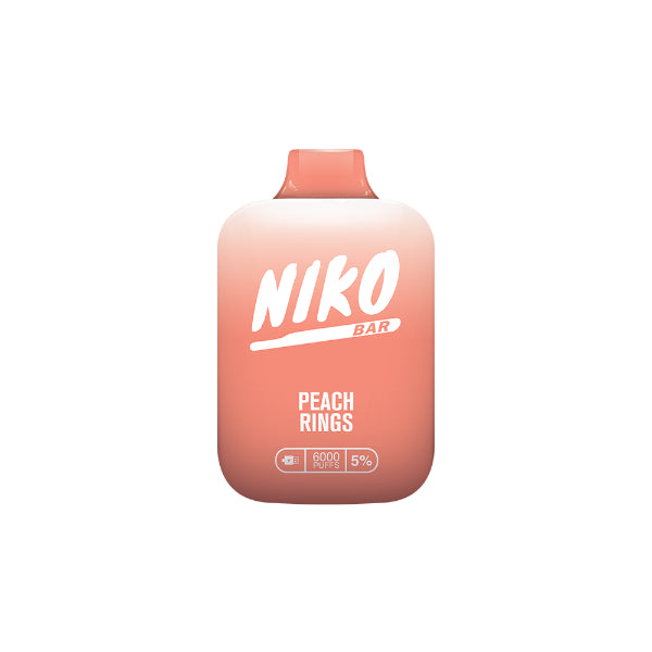 Niko Bar 6000 Puffs Rechargeable Vape Disposable 13mL Best Flavor Peach Rings