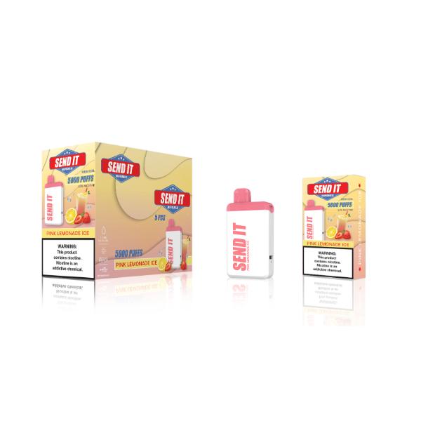 Pink Lemonade Ice SEND IT 5000 Puffs Disposable 5-Pack Wholesale Deal!