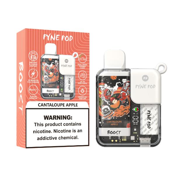 Best Deals Pyne Pod 8500 Puffs Rechargeable Disposable Vape 10mL Best Flavor Cantaloupe Apple