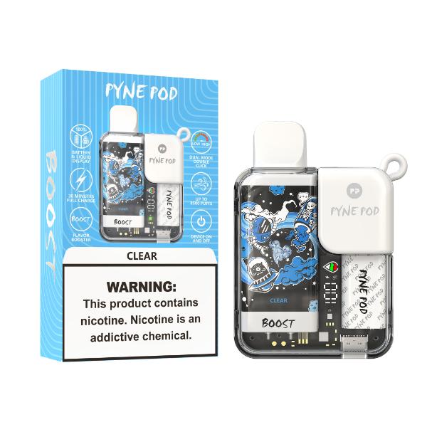 Best Deals Pyne Pod 8500 Puffs Rechargeable Disposable Vape 10mL Best Flavor Clear