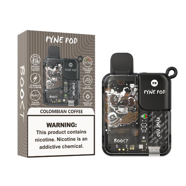 Best Deals Pyne Pod 8500 Puffs Rechargeable Disposable Vape 10mL Best Flavor Colombian Coffee