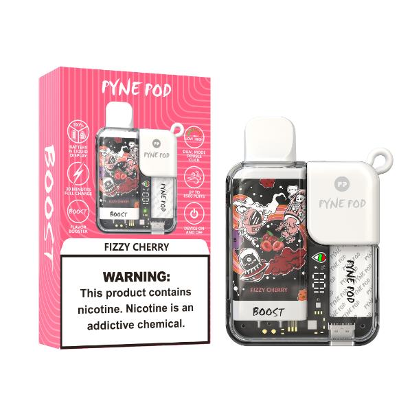 Best Deals Pyne Pod 8500 Puffs Rechargeable Disposable Vape 10mL Best Flavor Fizzy Cherry