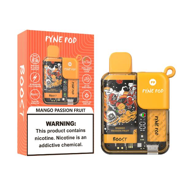 Best Deals Pyne Pod 8500 Puffs Rechargeable Disposable Vape 10mL Best Flavor Mango Passion Fruit