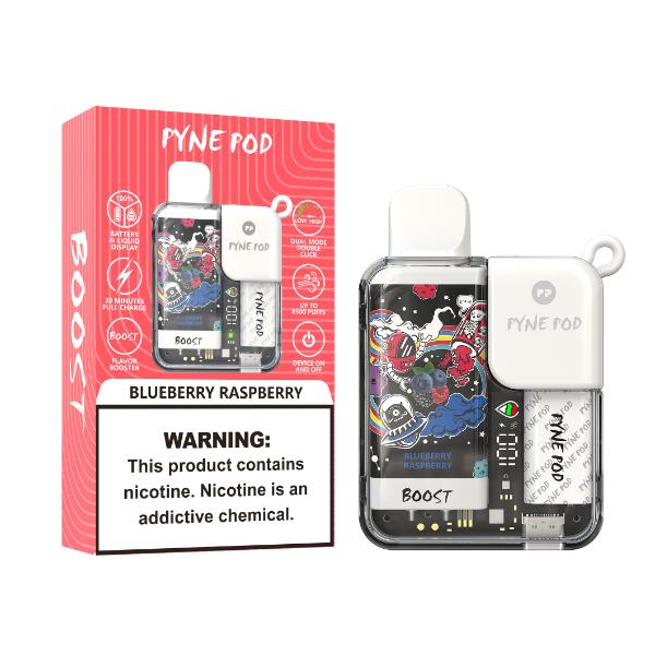 Best Deals Pyne Pod 8500 Puffs Rechargeable Disposable Vape 10mL Best Flavor Blueberry Raspberry