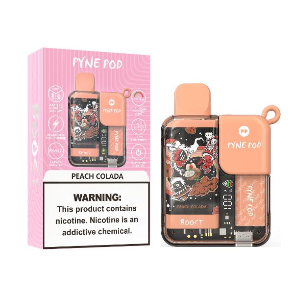 Best Deals Pyne Pod 8500 Puffs Rechargeable Disposable Vape 10mL Best Flavor Peach Colada