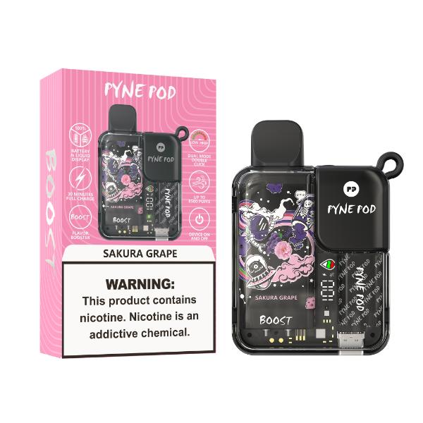 Best Deals Pyne Pod 8500 Puffs Rechargeable Disposable Vape 10mL Best Flavor Sakura Grape