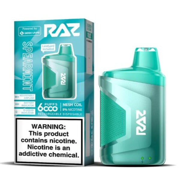 Best Deal Raz CA6000 6000 Puffs by Geek Vape Disposable 10-Pack 10 mL Spearmint