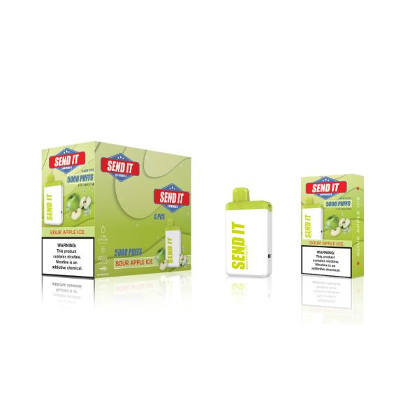 Sour Apple Ice SEND IT 5000 Puffs Disposable 5-Pack Wholesale Deal!