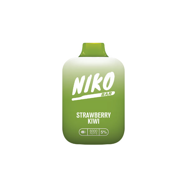 Niko Bar 6000 Puffs Rechargeable Vape Disposable 13mL Best Flavor Strawberry Kiwi