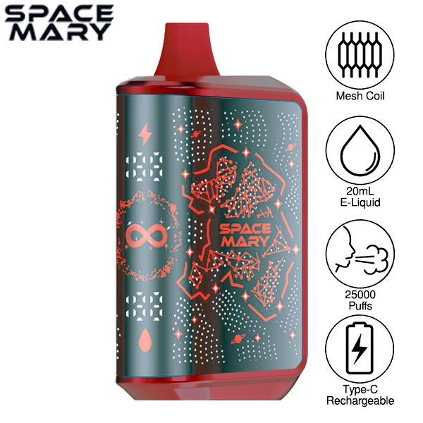 Best Deal Space Mary MA25000 Disposable Vape 20mL 5 Pack - Strawberry Ice