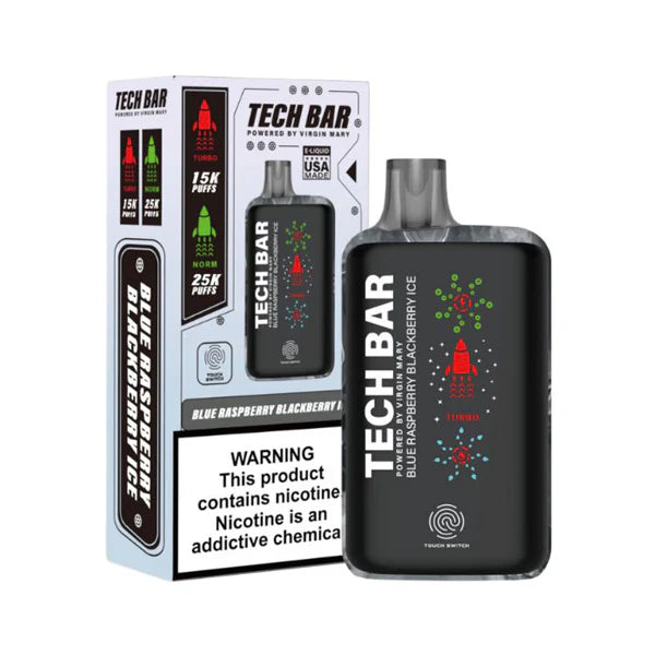 Tech Bar 25000 Puffs Disposable Best Flavor Blue Raspberry Blackberry Ice